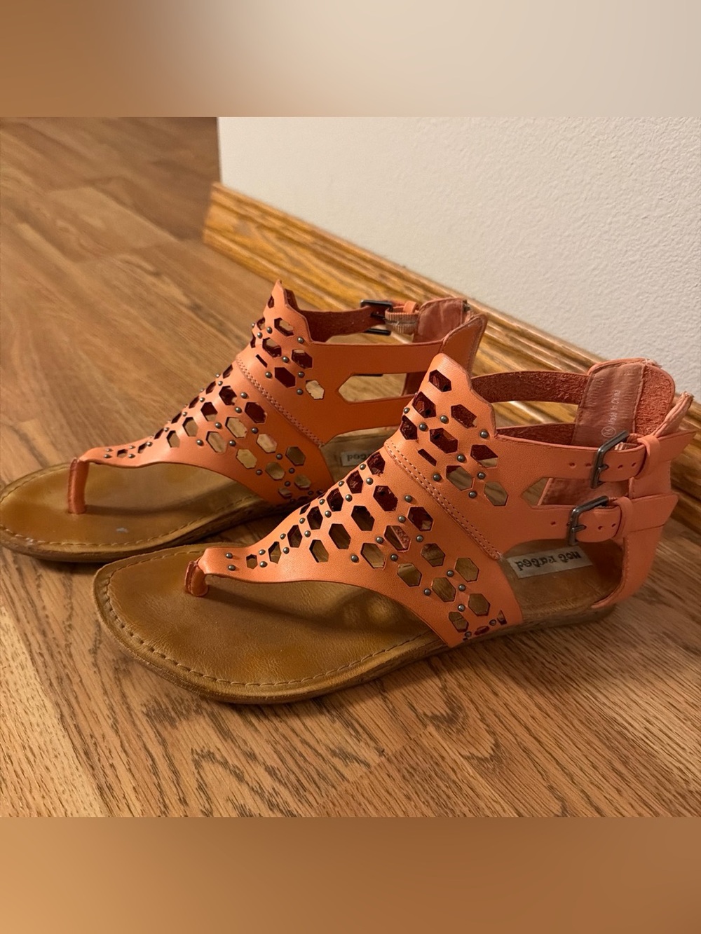 Not Rated Orange Cutout Gladiator Sandals with Studded Accents